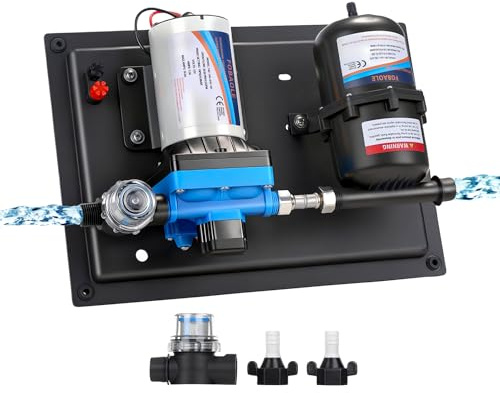 GEARMONSTER Water Pump DC 12 V 3.8 Bar 55 PSI Self-priming Pressure Pump Membrane Pump with Pressure Switch 5.5GPM Water Pump and 0.75 L Tank