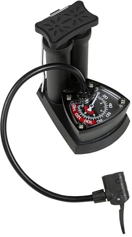 Sealey Mini Twin Barrel Bicycle Foot Pump, Large Pressure Gauge, 120psi, Portable Air Pump, with Accessories, Black
