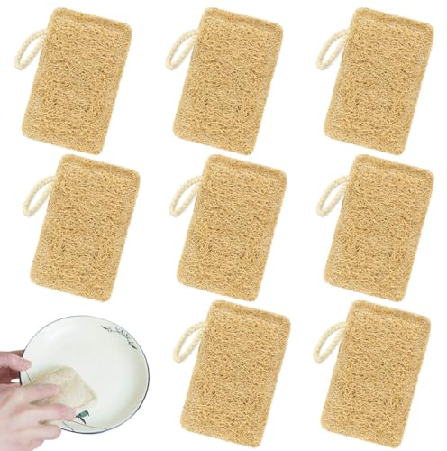 8 estropajos biodegradables de luffa natural, fibras naturales para compost, estropajo cocina, estropajo natural