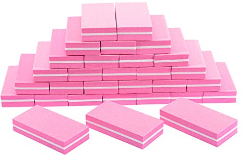 Diesisa Buffer Block: 100/180 Grit Sponge Nail Buffers for Acrylic Nails | Mini Buffing Block - Nail File - Double Sided for Manicure Tools 30 Count - Pink