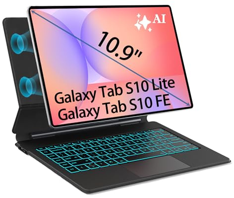 OAWEEN Magic-Style Keyboard Case for Samsung Galaxy Tab S10 Ltie S10 FE 10.9'' Cantilever Magnetic Levitating Stand, 3-Level 7-Color Backlit, PC-Like Experience, Book Cover with Trackpad