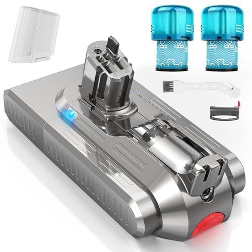 ASUNCELL SV15 3900mAh V11 Akku für Dyson mit 2 Stück Filters, 25,2V Ersatzakku für V11 Torque Drive Outsize Absolute Extra V15 Detect Absolute Extra SV16 SV22 Handheld Akku Staubsauger