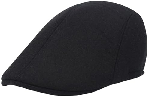 BOGCLEE Schiebermütze, Barret Flat Cap, Schirmmütze für Herren Damen, Newsboy Flatcap Herren Barett Cap, Schiebermütze Schwarz, Entenschnabelmütze