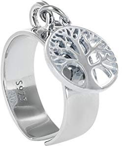 Emotional Bague Argent avec Pendentif Arbre – Bague 925 Femme avec Médaille Arbre de Vie 12mm [Bijoux Fantaisie] (60 à 62)
