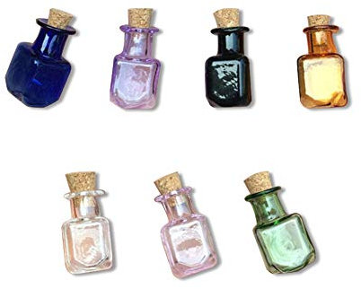 Jarvials Mini Botellas de Vidrio de Color Rectángulo Botellas Lindas con Corcho Botellas Pequeñas Regalo Frascos Pequeños Frascos Mezcla 7 Colores