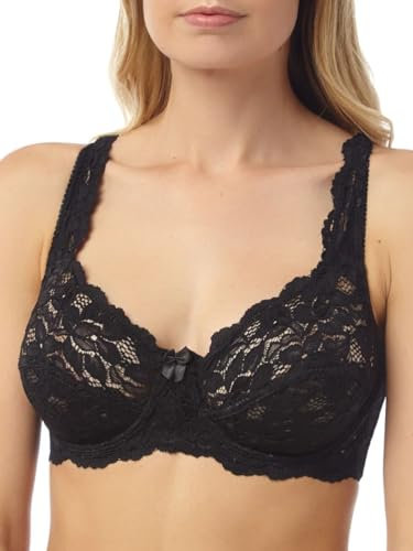 Marlon Women's Sarah Lace Underwired Bra, Black, 36DD