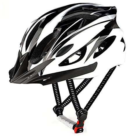 RaMokey Fahrradhelm für Erwachsene Herren Damen, EPS-Körper + PC-Schale, MTB Mountainbike Helm mit Abnehmbarem Visier und Polsterung, Verstellbar Radhelm 58-61cm (Weiß)