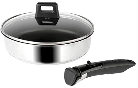 SITRAM - 713513 - Sauteuse sitramovible Arpège en inox Ø24cm avec revêtement anti-adhérent - avec couvercle vapeur en verre - tous feux DONT induction