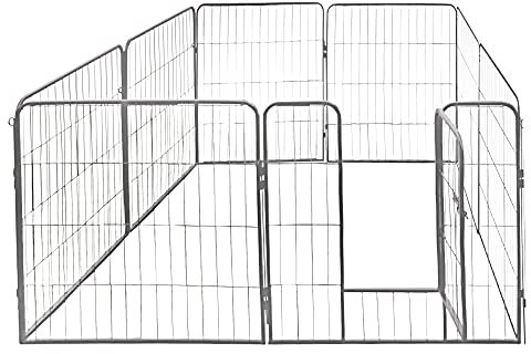 petigi Welpenauslauf XL, 8-teilig, Element-Maß: 80x80 cm, pulverbeschichteter Stahl, Welpenlaufstall, Gehege für Hunde, Hasen, Meerschweinchen, Katzen, pflegeleicht