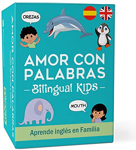 AMOR CON PALABRAS Bilingual Kids – Brettspiele für Kinder zum Lernen von Englisch und Spanisch: Wörter und Alphabet für Kinder. Lernspiele zum Lesen und Sprechen von Englisch und Spanisch