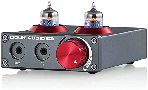Phono-Vorverstärker,Douk Audio T4 PRO Mini Valve Tube MM Phono Verstärker GE5654 Röhrenvorverstärker Heim Stereo Audio Pre-Amplifier Desktop Kopfhörerverstärker
