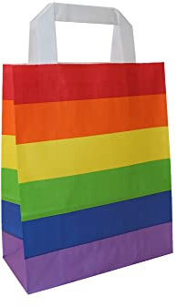 Papiertragetaschen mit Flachhenkel Regenbogen Pride LGBT - Verschiedene Größen und Mengen (18 + 8 x 22 cm, 25 Stück)