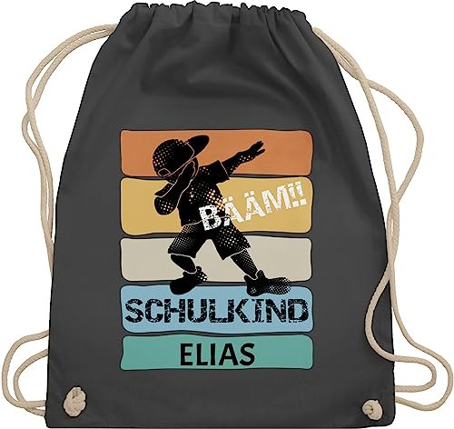 Turnbeutel Rucksack - Bääm Schulkind Geschenk Einschulung Geschenke Schulanfang Geschenk Schuleintritt I Schuleinführung - Unisize - Dunkelgrau - jungen erster schultag sportbeutel schulanfänger