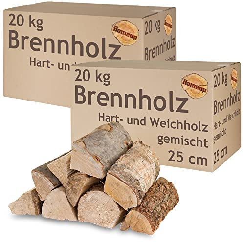 Legna da ardere Misto 5-500 kg Faggio Quercia Betulla Pino Abete Legna per stufe e caminetti Braciere Griglia 25 cm Camera asciugata flameup, Peso:40 kg
