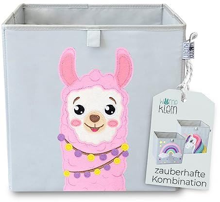 wonneklein Aufbewahrungsbox Kinder - 33x33x33 cm - Faltbare Spielzeugkiste mit Tiermotiv - Ordnungsbox für Kallax Regal - Kinderzimmer Aufbewahrung - Ani Alpaka