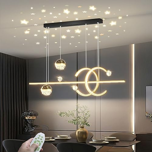 XIANHE LED Pendelleuchte Esstisch Hängelampe Esszimmerlampe Dimmbar Esszimmer hängend Lampe 45W Modern Design Decke Deko Esstischlampe Hängeleuchte mit Fernbedienung für Wohnzimmer Küchenlampe (Gold)