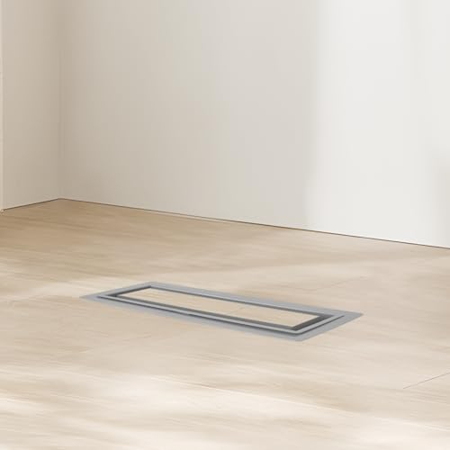 Zion - Rejilla de ventilación para suelo (montaje empotrado, 7,6 x 25,4 cm), color gris