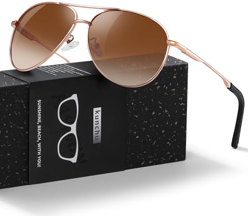 Pilot Sunglasses Mens Polarized Sunglasses Unisex UV400 Protection Black Driving, Fishing,Running Classic Ultra Light Shades Rose Tea