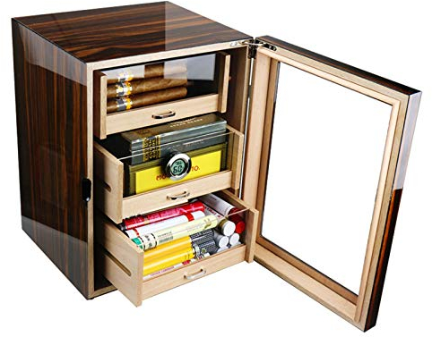 Cehumidors Zigarrenschachtel Mit Luftbefeuchter Und Elektronischem Hygrometer, Zigarren -Humidor -Schachtel Mit Luftbefeuchter, Schreibtisch Aufbewahruzigarrenschachtel, Tolles Zigarrengeschenk Für Mä