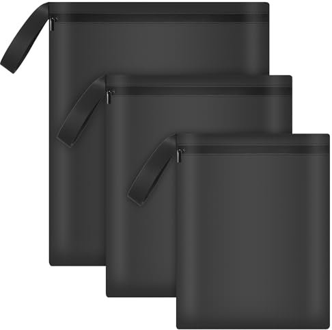 Huiguli 3 Piezas Bolsa Impermeable de Tela, Reutilizable Bolsa Ropa Mojada Piscina, Bolsa Ropa Sucia Wetbag para Gimnasio, Ropa, Piscina, Playa, Viaje, Guardería (S M L)
