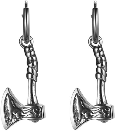 OIDEA Herren Ohrringe: 1 Paar Viking Axt Anhänger Creolen Vintage Creolen Ohrschmuck Retro Schmuck Geschenk für Männer Jungen