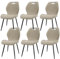 JIJIAN Esszimmerstühle 6er Set, Küchenstühle, Polsterstühle, Wohnzimmerstühle mit Stoff-Rückenlehne und Metallbeinen, Ideal für Esszimmer, Küche, Wohnzimmer, Graubraun