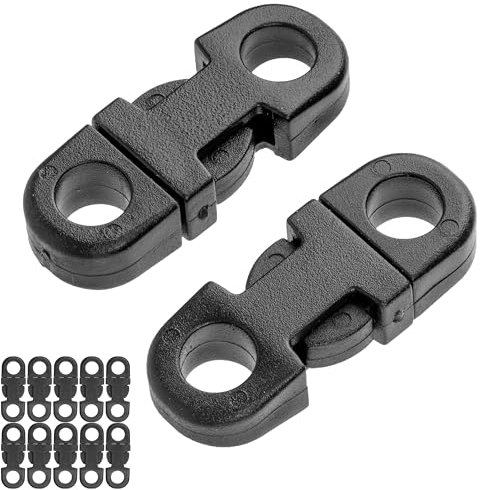 Mini Klickverschluss, 12 Stück, für bis Ø 5 mm Kordeln, in Schwarz, aus Kunststoff, Steckschnalle für Paracord, Fahrradhelm, Rucksack, Gummiband, Schnalle Gurt Band, Klickschließer Seil Halsband Hund