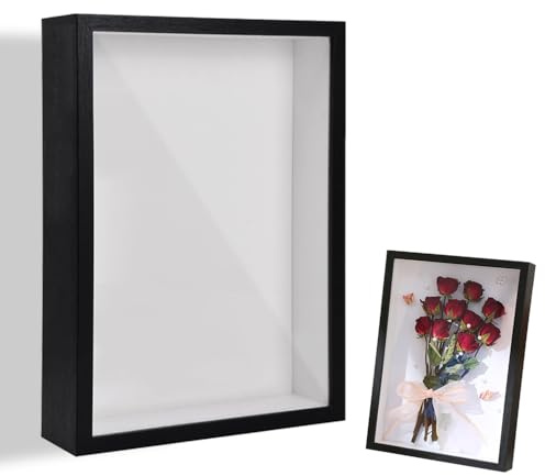 3D Shadow Box, 20.3 x 25.3 CM Shadow Box Frame Deep 3cm Black | Deep Picture Frame, 3D Picture Frame, Wooden Deep Frame Display Box, for Crafts Memorabilia Flower Tickets Medal