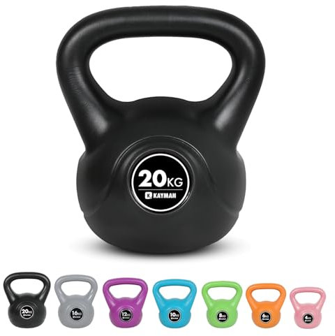 Kayman Kettlebell 4KG, 6KG, 8KG, 12KG, 16KG, 20KG - Ergonomic Handle & Flat Bottom for Stability - Home Gym Weight for Strength Training & Cardio - Versatile Kettlebells in Range for Fitness Workouts