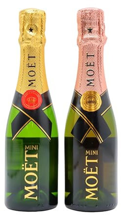 Moet & Chandon - Imperial Brut NV & Rose Imperial - Champagne 20cl x 2 12% ABV ((2 x 20cl))