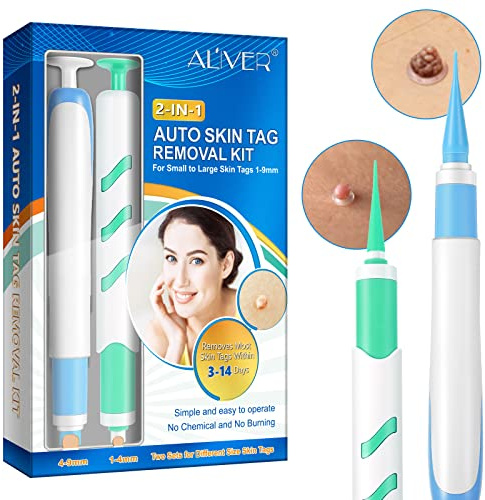 Kit de Acrochordons, Skin Tag Remover avec 60 Bandes d'étiquettes Cutanées Micro et Régulières (1 mm à 9 mm), pour le visage et le corps, avec 36 patchs de réparation