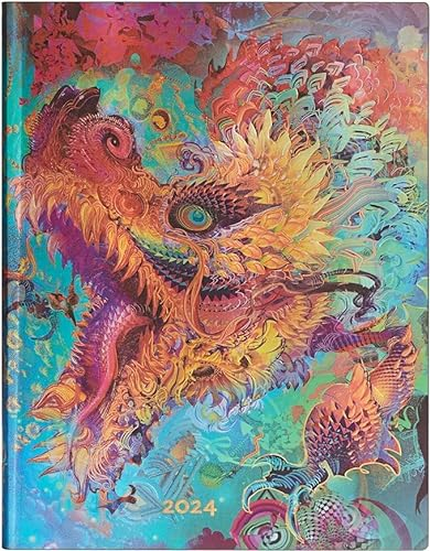 Paperblanks Flexi 12-Monatskalender 2024 Humming Dragon, Day-at-a-Time - Ultra (230 x 180), Deutsch