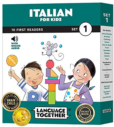 Italian for Kids: Beginner Learning Set of 10 First Reader Books with Online Audio and 100 Words: Learn Italian for Kids Ages 3-8, Set 1 by Language Together
