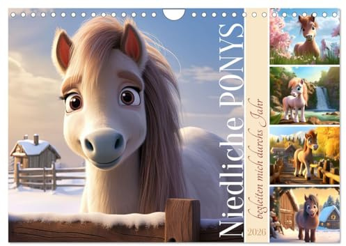 Niedliche Ponys (Wandkalender 2026 DIN A4 quer), CALVENDO Monatskalender: Zauberhafte Bilder begleiten durchs Jahr (CALVENDO Spass)
