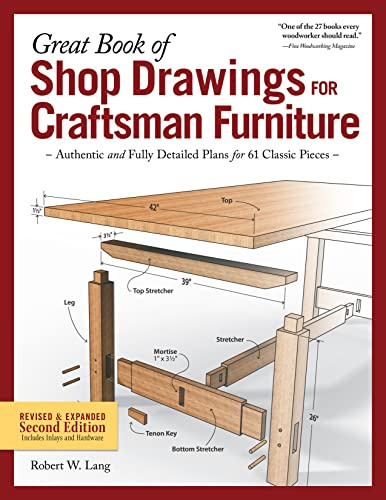 Great Book of Shop Drawings for Craftsman Furniture, Revised & Expanded Second Edition: Authentic and Fully Detailed Plans for 61 Classic Pieces (Fox Chapel Publishing) Complete Full-Perspective Views