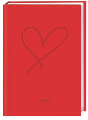 Kalenderbuch A6 koralle 2027: Praktischer Planer für den Alltag mit Wochen-Kalendarium. Taschenkalender im fröhlichen Rot mit Platz für Termine und Notizen im Format 11,5 x 16,3 cm