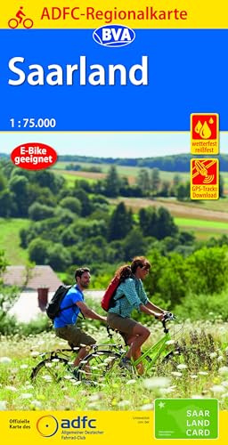 BVA ADFC Regionalkarte Saarland 1:75.000: mit Tagestourenvorschlägen, reiß- und wetterfest, E-Bike-geeignet, GPS-Tracks Download,