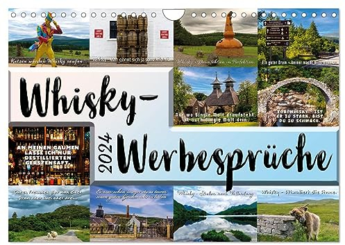 Whisky-Werbesprüche (Wandkalender 2024 DIN A4 quer), CALVENDO Monatskalender: Flotte Whisky-Werbung mit tollen Schottland-Motiven (CALVENDO Spass)