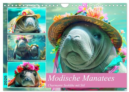 Modische Manatees. Charmante Seekühe mit Stil (Wandkalender 2026 DIN A4 quer), CALVENDO Monatskalender: Die trendige Seite der liebenswerten Dugongs! (CALVENDO Tiere)