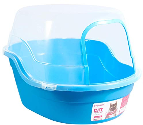 große Katzentoilette mit Abdeckung katzentoilette XXL Jumbo Hooded katzenklo mit Deckel Dach für große Katzenrassen Blau 63x48x43