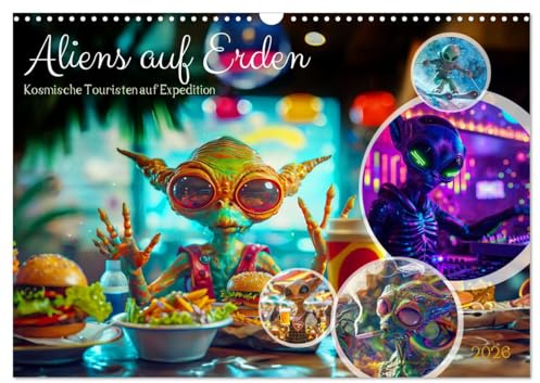 Aliens auf Erden - Kosmische Touristen auf Expedition (Wandkalender 2026 DIN A3 quer), CALVENDO Monatskalender: UFOs und Ferien auf der Erde (CALVENDO Menschen)