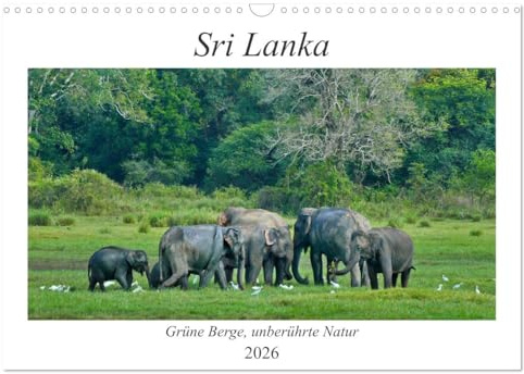 Sri Lanka, Grüne Berge - unberührte Natur (Wandkalender 2026 DIN A3 quer), CALVENDO Monatskalender: Sri Lanka, unberührte Natur, exotische Tempel, grüne Berge, wilde Elefanten (CALVENDO Orte)