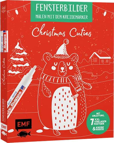 Vorlagenmappe Fensterbilder malen mit dem Kreidemarker – Christmas Cuties: Mit Anleitung, 7 XXL-Vorlagen-Postern und original edding 4090 Kreidemarker ... für Fenster, Balkontür, Autofenster und Co.