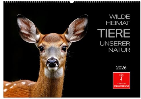 Wilde Heimat - Tiere unserer Natur (Wandkalender 2026 DIN A2 quer), CALVENDO Monatskalender: Die geheimnisvolle Welt der Waldtiere kunstvoll festgehalten. (CALVENDO Tiere)