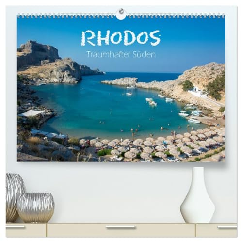Rhodos - Traumhafter Süden (hochwertiger Premium Wandkalender 2026 DIN A2 quer), Kunstdruck in Hochglanz: Der Süden auf Rhodos - traumhafte Strände und waldreiche Berge (CALVENDO Orte)
