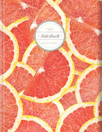 BULLET JOURNAL (©Star, A4, 156 Seiten, Softcover) || Mit Register || XXL Punktraster Notizbuch, Tagebuch, Gepunktete Seiten, Dot Grid Notebook, „Grapefruits“