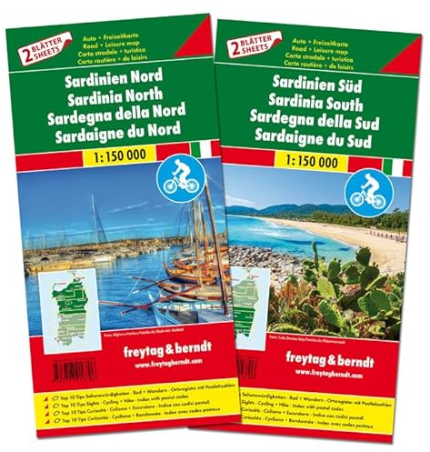 Sardinien Nord und Süd, Autokarten-Set 1:150.000: Top 10 Tips (freytag & berndt Auto + Freizeitkarten, Band 633)