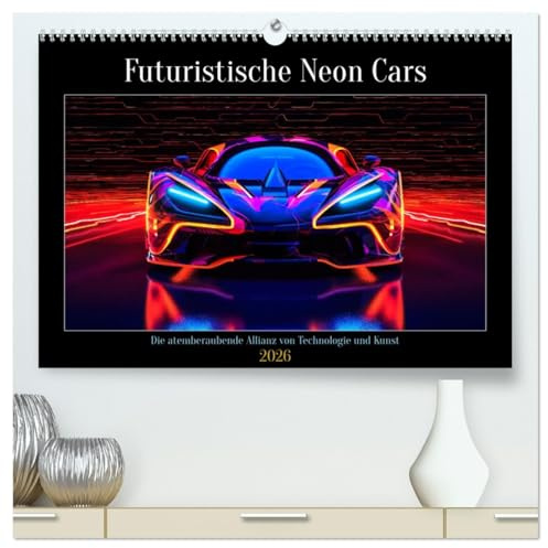 Futuristische Neon Cars (hochwertiger Premium Wandkalender 2026 DIN A2 quer), Kunstdruck in Hochglanz: Futuristische Neon Cars, sind nicht nur ... auf den Straßen. (CALVENDO Mobilitaet)