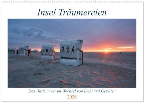 Insel Träumereien (Wandkalender 2026 DIN A2 quer), CALVENDO Monatskalender: Ein Spaziergang an Spiekeroogs Stränden im Wechsel der Gezeiten. (CALVENDO Natur)
