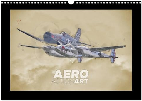 Aero Action Art - Luftfahrt Kunst (Wandkalender 2026 DIN A3 quer), CALVENDO Monatskalender: Luftfahrt Kunst. Illustrationen von Militärflugzeugen in dynamischer Haltung. (CALVENDO Mobilitaet)